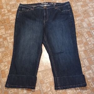 Dark Blue Denim Women's Jeans Cropped Womens Size 24W